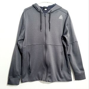 Reebok Men’s Full Zip Hoodie Jacket Size M Gray Polyester Fleece Lined
